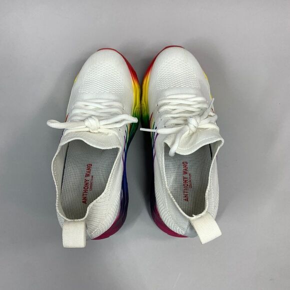 Anthony Wang Shoes Women's‎ 7.5 Rainbow Extra High Hidden Wedge Fashion Sneakers - Picture 9 of 14